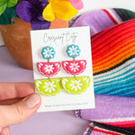 Load image into Gallery viewer, Talavera Dangle Earrings in Turquoise, Pink &amp; Lime
