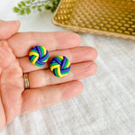 Load image into Gallery viewer, Mardi Gras Knot Studs
