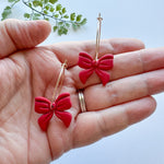Load image into Gallery viewer, Bow Hoop Earrings in Red
