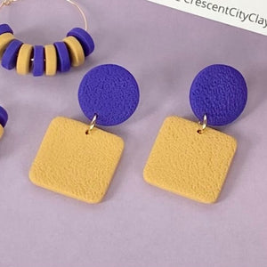 Leah Earrings in Purple + Gold