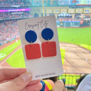 Leah Earrings in Navy + Orange