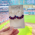 Load image into Gallery viewer, Navy + Orange Beaded Hoop Earrings

