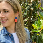 Load image into Gallery viewer, Leah Earrings in Navy + Orange
