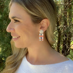 Load image into Gallery viewer, Rita Earrings in Plaid+Dots Abstract
