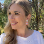Load image into Gallery viewer, Rita Earrings in Plaid+Dots Abstract
