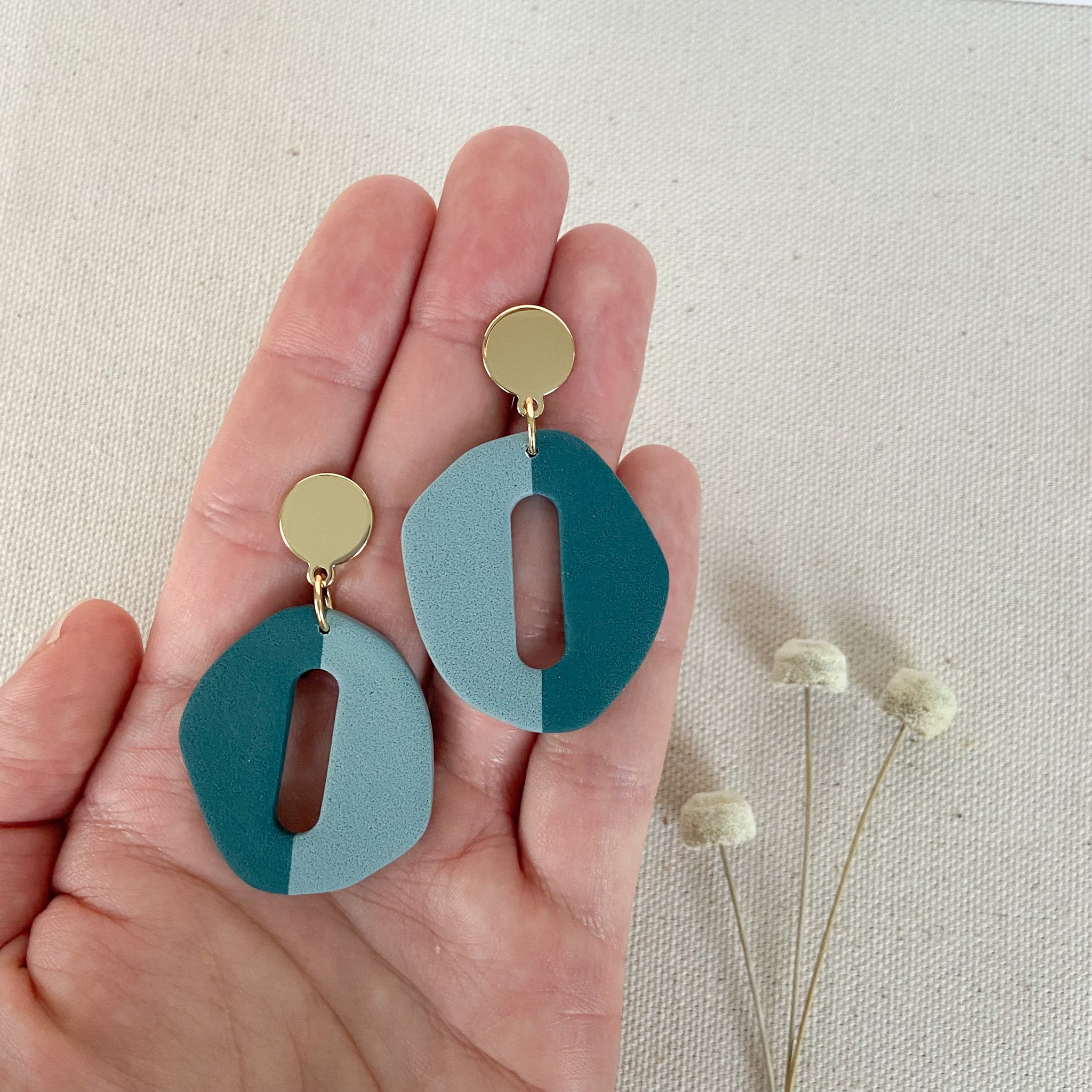 Therese Earrings in Spruce & Frosted Spruce