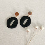 Load image into Gallery viewer, Therese Earrings in Textured Black &amp; Gold
