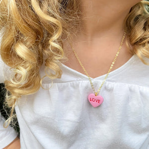 Conversation Heart Necklace - LOVE in Pink