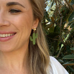 Load image into Gallery viewer, Cactus Earrings with Gold-Filled Flower Post
